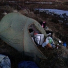 Maybe one of the smallest tents in the world... this was a cold night actually