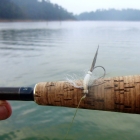 The 'Gourami Spinner'! Foam back to keep the heavy wire hook at the surface.
