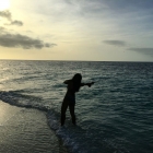 Ashly casting into the sea