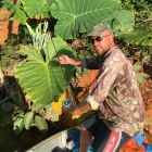 Big jungle leaves with Valentine flowers. And a Hot Torpedo. And a very sexy man who's socks smell of fish. 